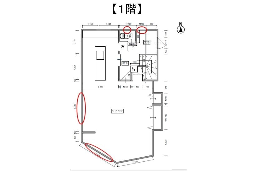 池尻セレクトハウス1階の換気場所の間取り
