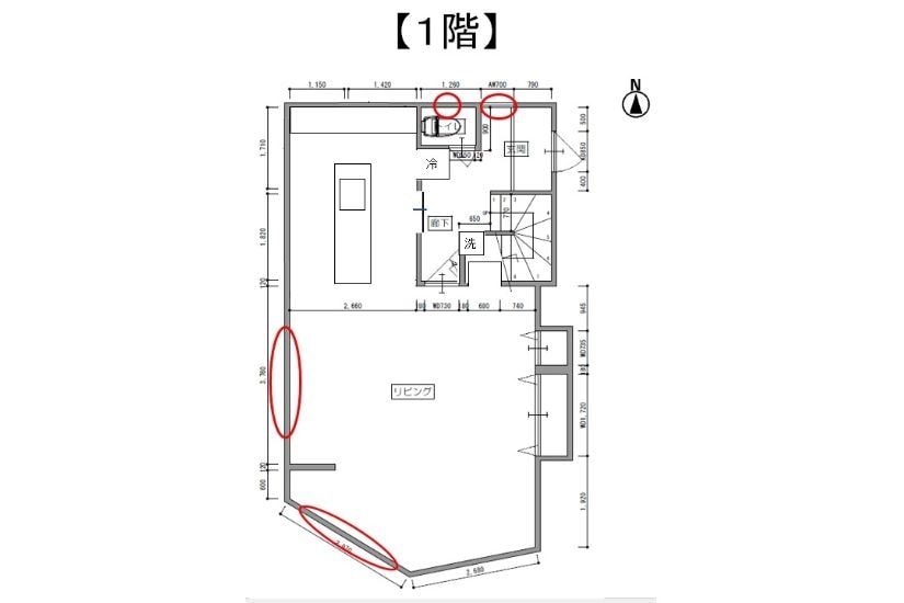 池尻セレクトハウス１階の換気場所の間取り